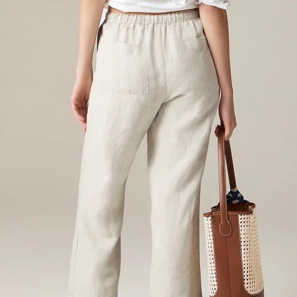 J Crew Soleil Linen Pull On Drawstring Waist Pant Flax SZ XS - Picture 3 of 14